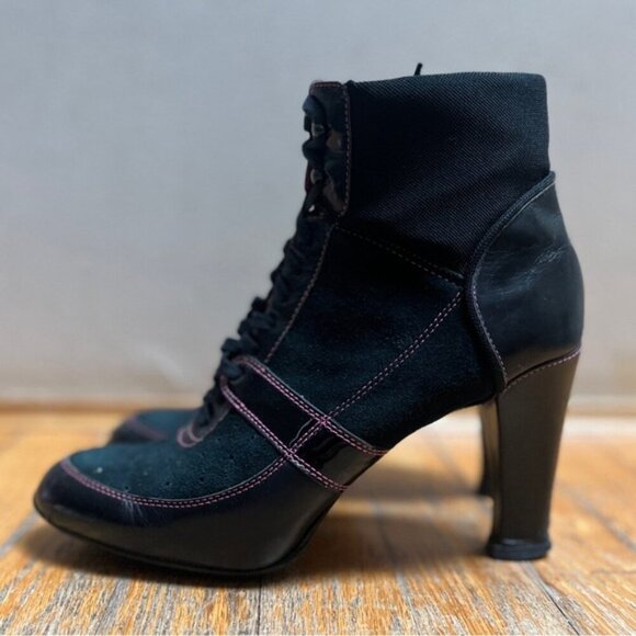 Cole Haan Nike Air Georgetown Granny Black Lace Up Heels Sz 7.5B - Picture 2 of 12